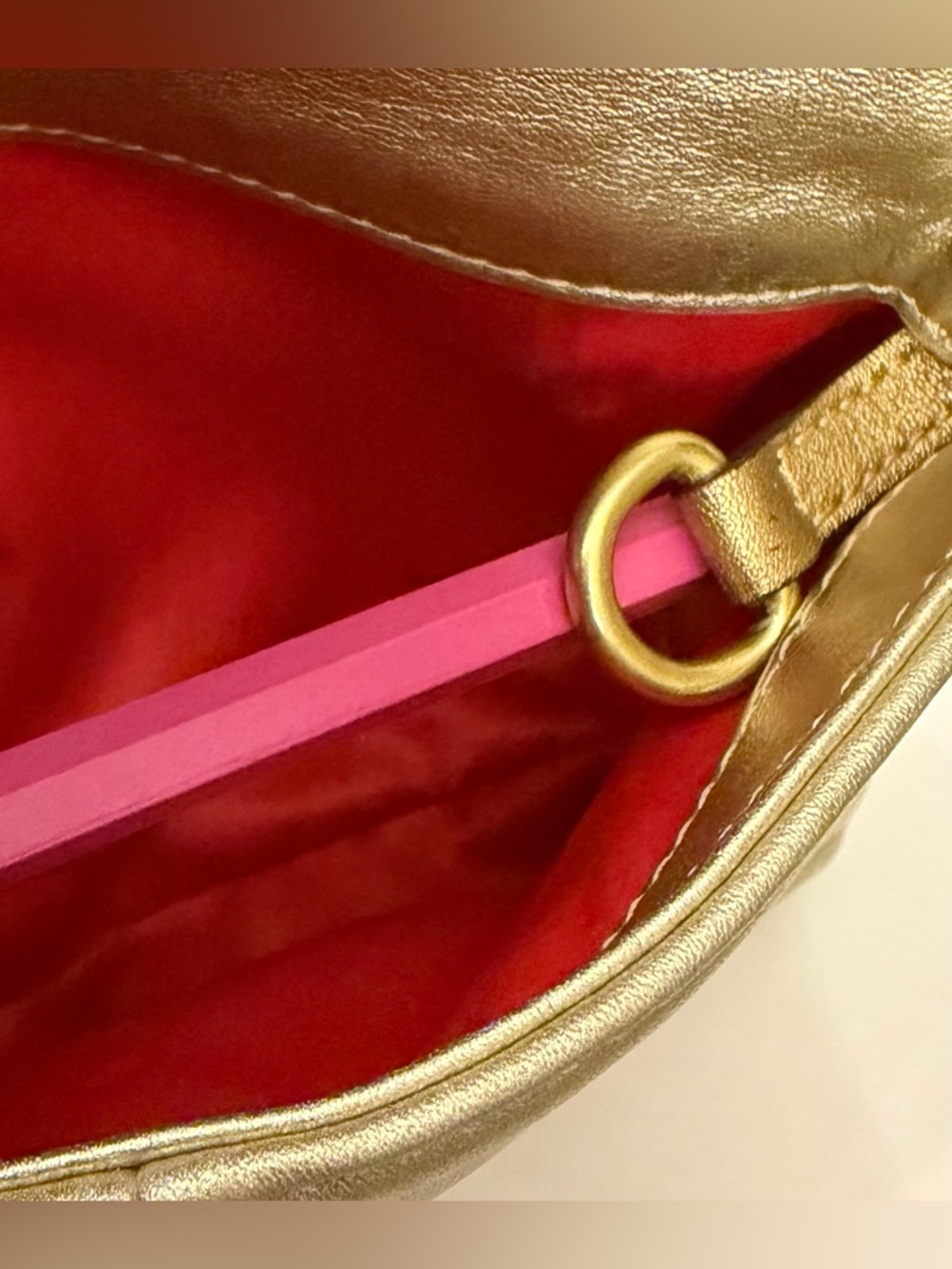 Vintage Coach Metallic Gold Leather Wristlet Clutch - Picture 11 of 12